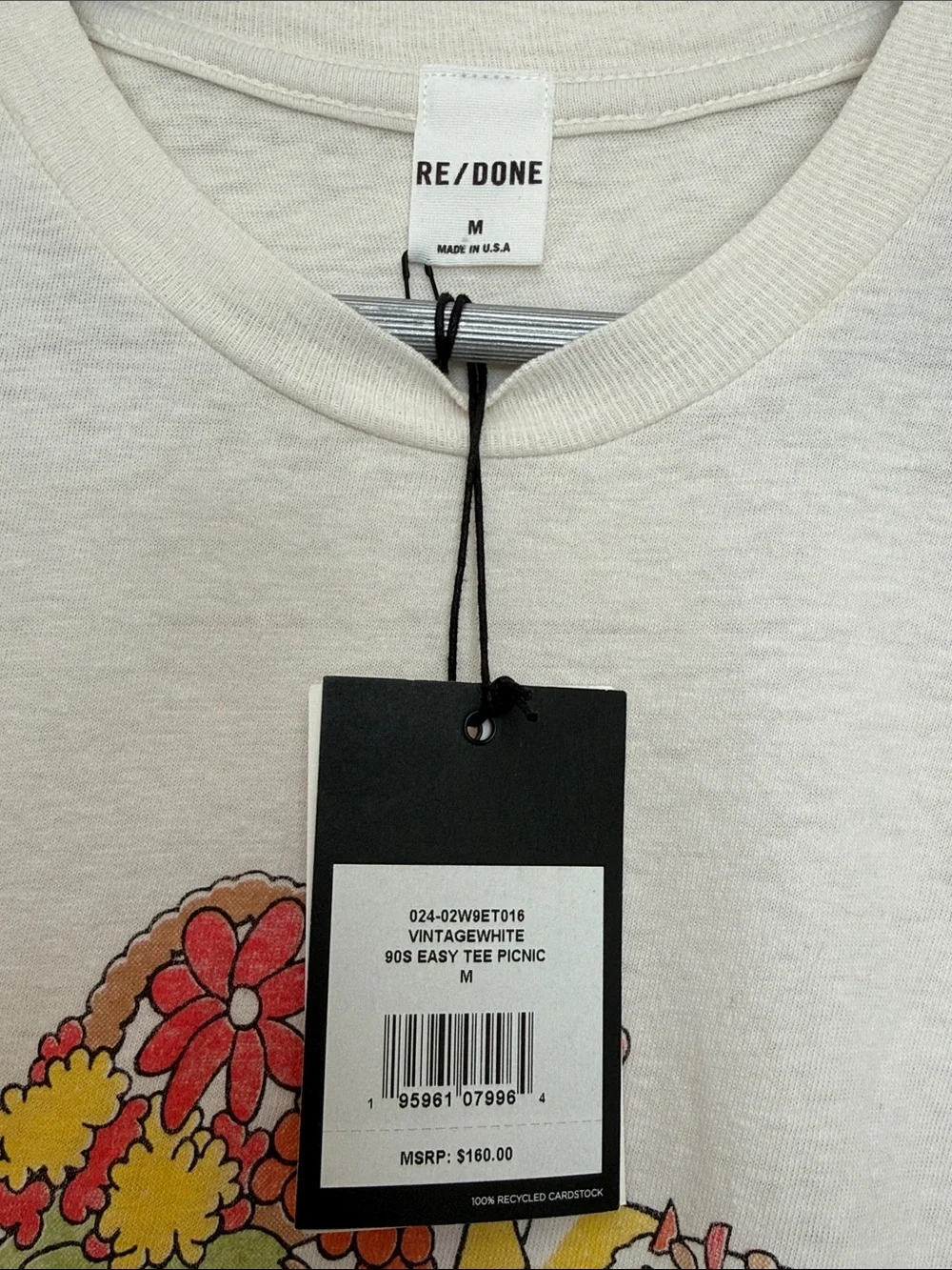 Re/Done Cream Picnic Graphic Tee with Yellow and Red Print - Picture 4 of 7